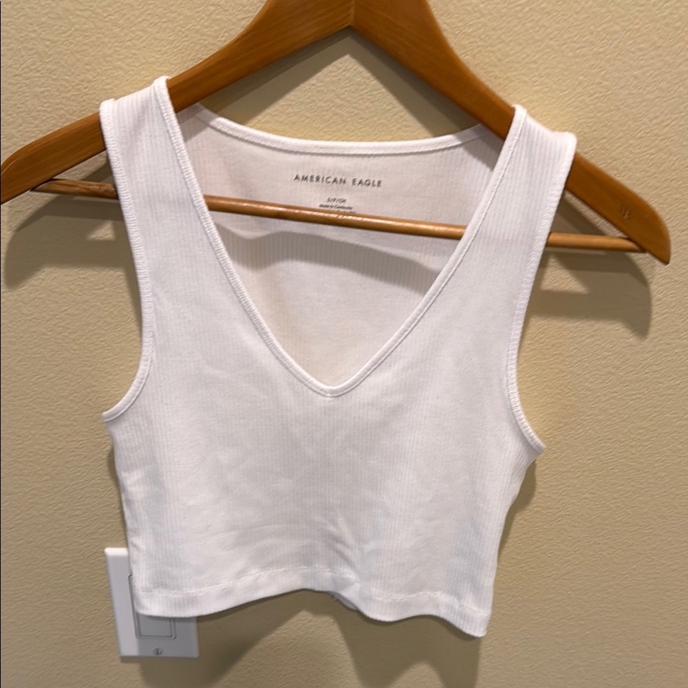 American Eagle Outfitters White Ribbed Tank Top